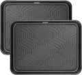 Boot Tray for Entryway Indoor, Heavy Duty Shoe Mat 2 Packs, 16.8"x12.8" Waterproof Shoe Tray with Raised Edge, Outdoor Multi-Purpose Tray for Boots, Garden, Pets (Black)