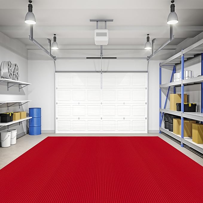 Ottomanson 6'6" x 15' Hallway Runner with Scraper Pile Extra Durable Non-Slip Rug Mat for Indoor & Outdoor Use - Ideal for Kitchen, Entryway, Patio & Garage - High-Traffic Carpet, Red