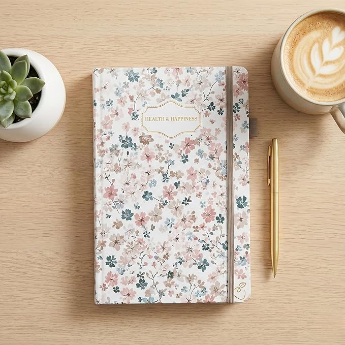 Life & Apples Daily Wellness Journal - Guided Journal & Planner for Wellbeing, Gratitude & Healthy Routines | Food & Fitness Journal, Habit Tracker, Weight Loss Diary | Undated A5 Bloom