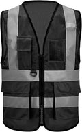 High Vis Safety Vest Reflective Strips, Multi-Pocket Design, Available in Yellow,Orange,black,Pink,blue,Red,purple