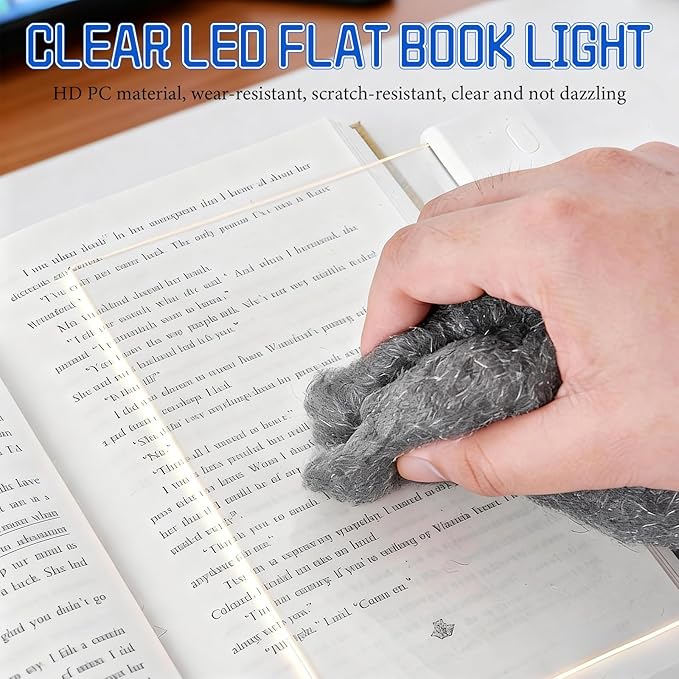 Book Light, Rechargeable Clear LED Flat Reading Light with 3 Colors & Timer, Dimmable Panel Plate Lamp Book Full Page Light for Reading in Bed at Night, for Women Readers Kids Book Lovers (Pink)