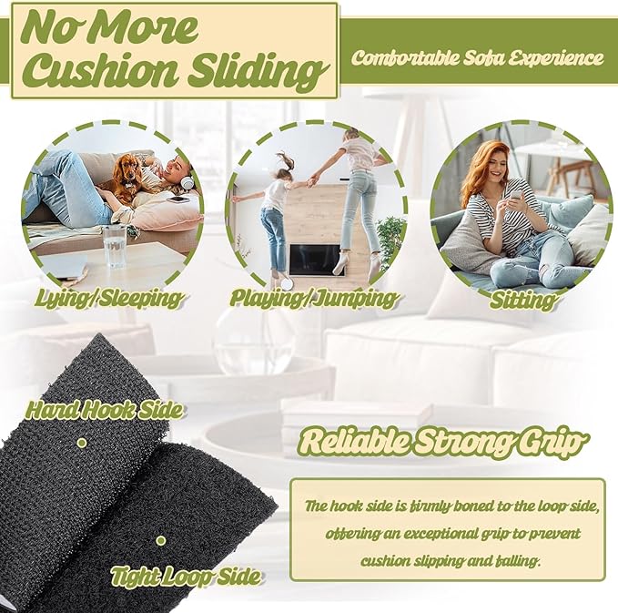 TEUVO 4.3 Inch x 32.8 Feet Heavy Duty Hook and Loop Tape Strips with Adhesive Cushion Grip to Prevent Sliding Keep Couch Cushions Mattress from Sliding, Outdoor No Punching Picture Wall Hanging Strips