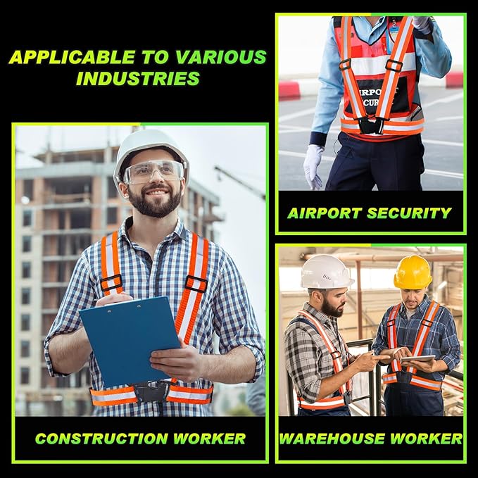 Hercicy 30 Pcs Reflective Vest High Visibility Safety Vests, Adjustable Running Gear Straps Lightweight Reflector for Construction (Orange)