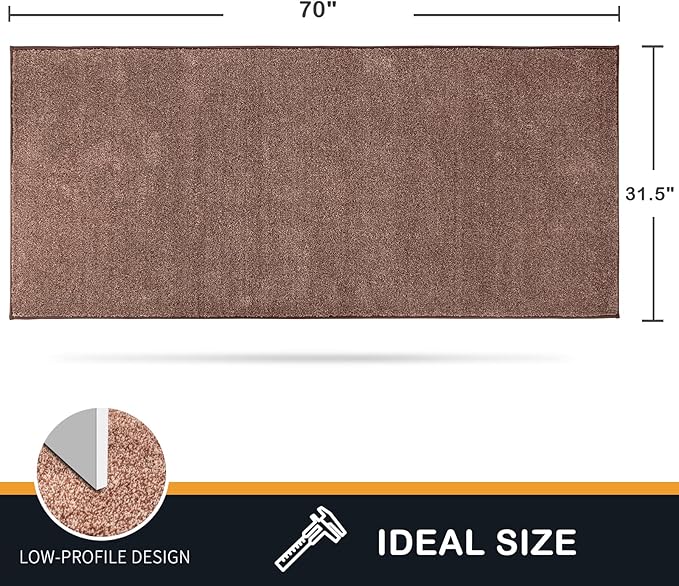 PURRUGS Dirt Trapping Door Mat 31.5" x 70", Non-Slip Machine Washable Entry Rug, Shoe Scraper, Dog Doormat, Super Absorbent Welcome Mat for Front & Back Door, Muddy Shoes & Paws, Brown-Light Cream