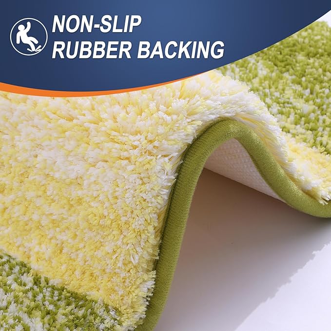 OLANLY Bathroom Rug Set 2 Piece, Soft Absorbent Microfiber Bath Rug Set, Non-Slip, Machine Wash Dry, Plush Shaggy Bath Mats for Bathroom (47"x20"+24"x16", Olive Green)
