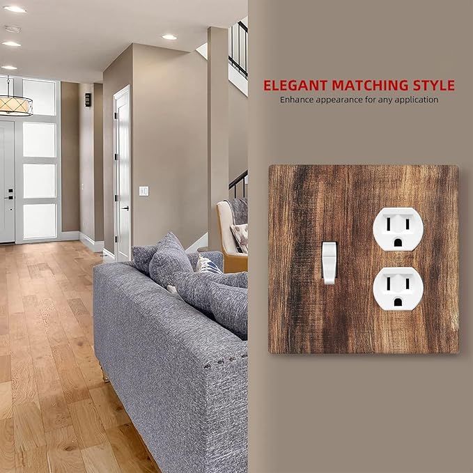 Wallplates Vintage Rustic Brown Wood Grain 1 Toggle 1 Duplex Switch Plate Electrical GFCI Faceplate Decorative Light Switch Covers for Bedroom Farmhouse Decor
