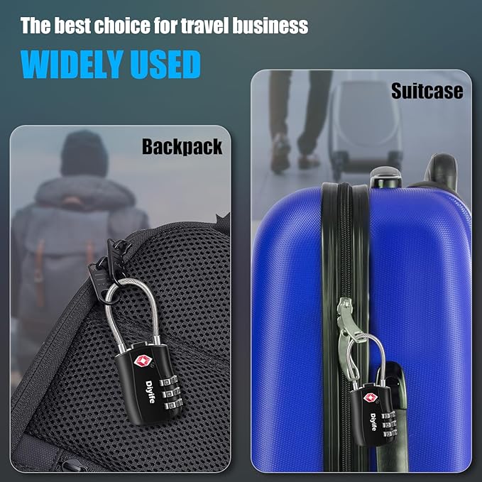 TSA Luggage Locks, [ Zinc Alloy Version][2 Pcs] Diyife TSA Approved Luggage Lock 3-Digit Re-settable Combination Lock, Code Lock for Travel Suitcase Luggage Bag Lockers (Black)