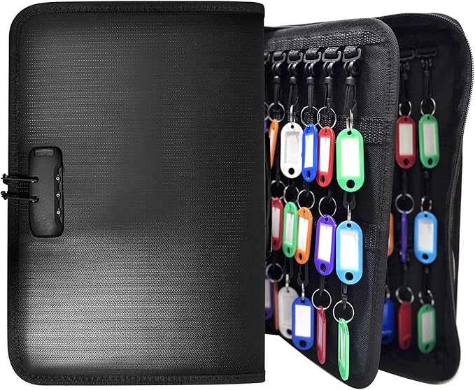 138 Position Key Organizer with Combination Lock, Waterproof Fireproof Zippered Key Case, Key Holder Box for Rental Management Real Estate Sales Hotel Executives