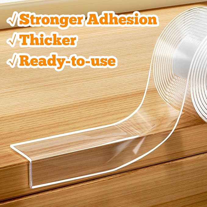 3 Pack Clear Edge Protector Strip,1.57 in x 9.84 FT,Sharp Edge Wrap Cover Tape,Self Adhesive Protective Bumper Guards for Cabinet Door Desk Glass Table Bed Furniture,Kitchen Countertop