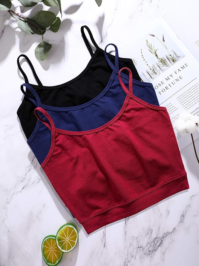 Boao 3 Pcs Crop Camisole Top Spaghetti Strap Tank Sleeveless Crop Tank Top for Women Sports