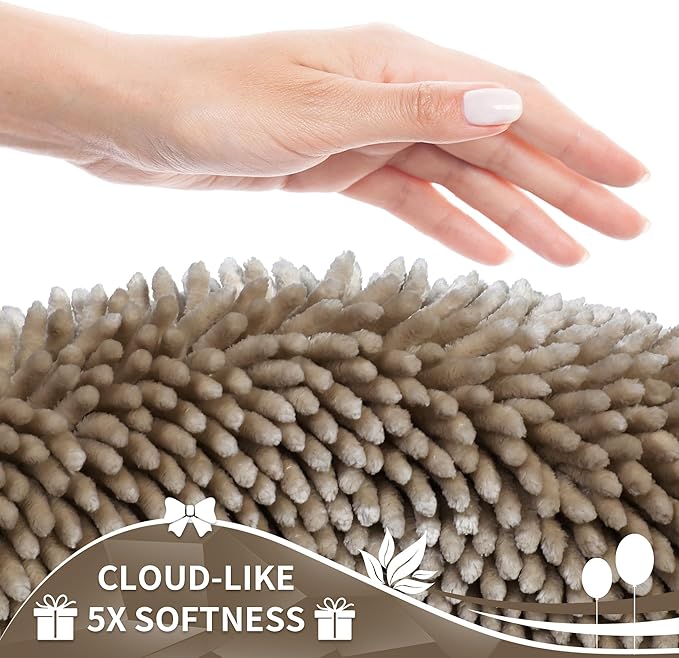 Yimobra Bathroom Rugs Sets 2 Piece, Soft Absorbent Bath Mat and U-Shaped Toilet Rug with Non Slip Backing, Luxury Shaggy Bath Mats for Bathroom, Machine Washable, 24"x17"+24"x20", Camel