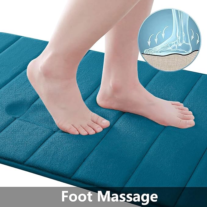Buganda Memory Foam Bath Mat, 55" x 24", Ultra Soft and Non-Slip Bathroom Rugs, Water Absorbent and Machine Washable Bath Rug Runner for Bathroom, Shower, and Tub, Peacock Blue
