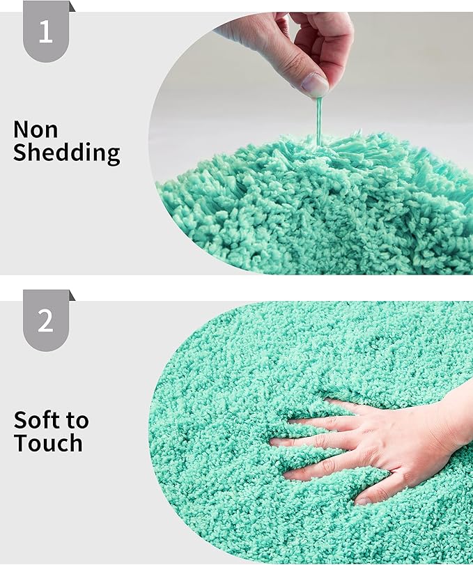 Bathroom Runner Rug 24x70 Spa Blue Non Slip Fluffy Long Bath Mat for Bathroom Floor Washable Plush Luxury Large Bath Rug for Tub Absorbent Runner Rug for Bedside