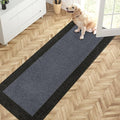 PURRUGS Dirt Trapping Door Mat 24" x 70", Non-Slip/Skid Machine Washable Entryway Rug, Shoes Scraper, Throw Rug, Super Absorbent Area Rug for Muddy Wet Shoes and Paws, Bluish Grey & Charcoal