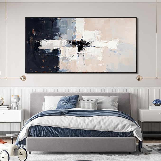 Abstract Wall Art Decor Oversized Framed Wall Art Pictures for Living Room Black and White Wall Art Decor Large Abstract Canvas Art Wall Decor Modern White Wall Art Prints Bedroom Office Decor 29" X 58"