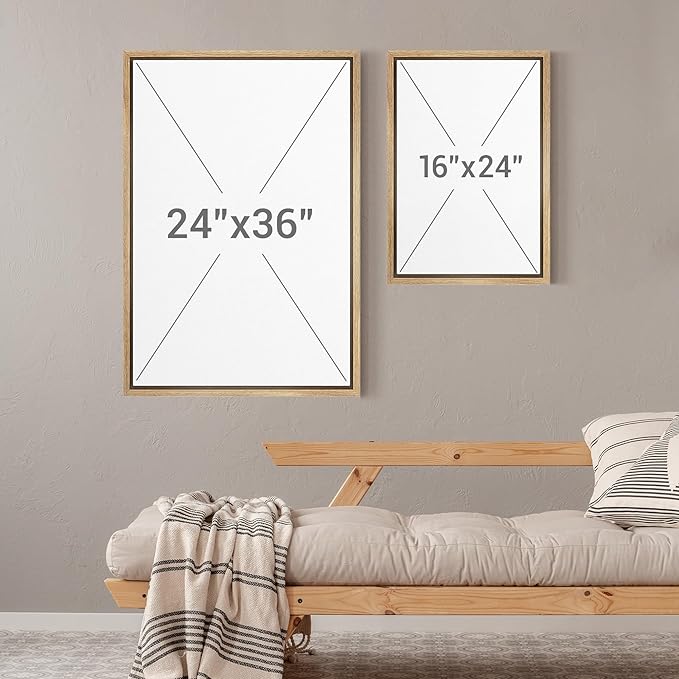 MUDECOR Framed Canvas Print Wall Art Set Abstract Leaf Branch Minimalist Nature-Inspired Beige and Brown Calm/Zen for Living Room, Bedroom, Office - 24"x36"x2 Natural