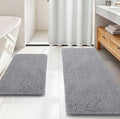 OLANLY Bathroom Rugs Sets 2 Piece, Soft Absorbent Chenille Bath Mats Area Rug Set, Non-Slip, Quick Dry, Machine Washable Bath Mats for Bathroom, Home Decor Accessories (59"x20"+30"x20", Grey)