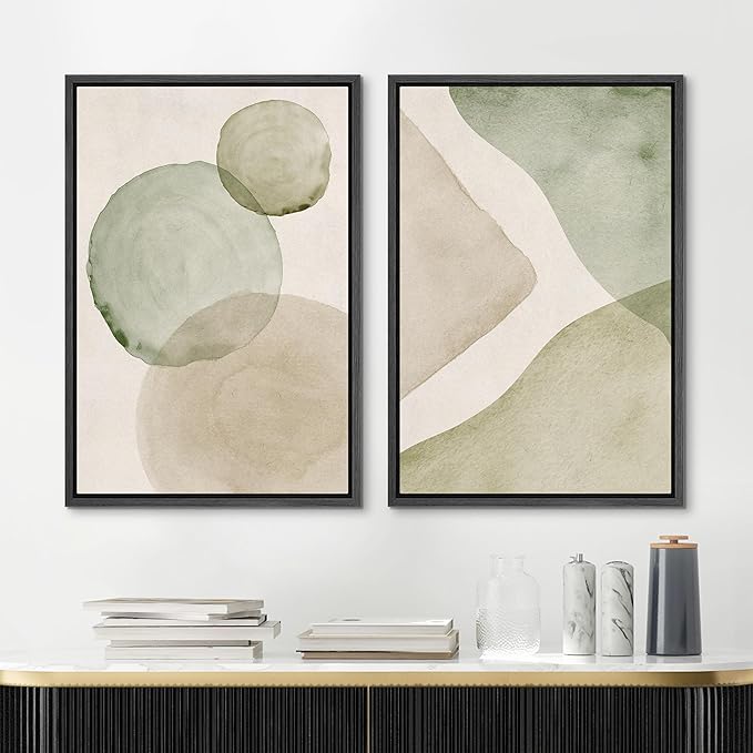 MUDECOR Framed Canvas Print Wall Art Dynamic White Brushstroke Abstract Illustrations Modern Art Decorative Bohemian Colorful Chic for Living Room, Bedroom, Office - 24"x36"x2 Black