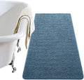 LOCHAS Luxury Bathroom Rug Shaggy Bath Mat 24 x 48 Inch, Washable Non Slip Bath Rugs for Bathroom Shower, Soft Plush Chenille Absorbent Carpets Mats, Denim Blue