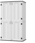 Vertical Resin Storage Shed, 52 Cubic Feet Outdoor Storage Cabinet Waterproof for Garden/Backyard/Home/Pool, Customized Shelves & Lockable(Off White)