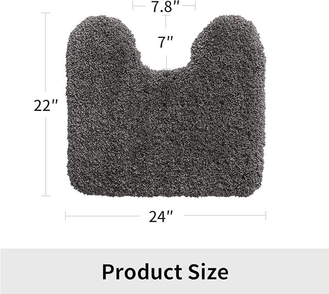 Toilet Rug 22x24 Dark Grey Non Slip Fluffy Toilet Floor Mat U Shaped Washable Bathroom Contour Rug for Toilet Absorbent Thick Toilet Carpet