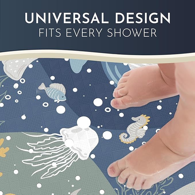 homerella® Shower Mat Non Slip Anti Mold, Non Slip Shower Mats for Inside Shower Stall Anti Slip Mat, Square Shower Floor Mat 21 x 21 in with Suction Cups & Hooks for Quick Drying, Machine Washable