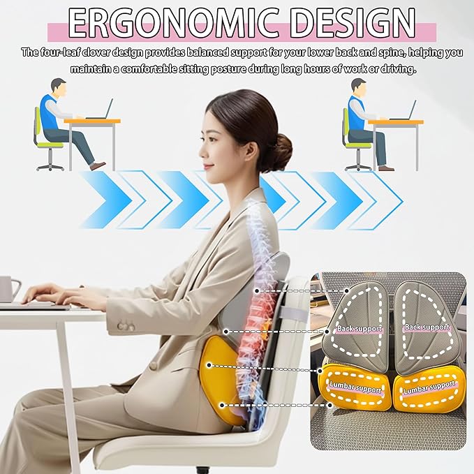 Lumbar Support Pillow for Office Chair, Office Home Must Haves, Back Support for Car, Back Cushion, Back Support Pillow for Chair, Height Adjustable, Dynamic Tracking of Back Movement