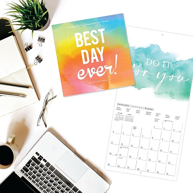 Graphique 2026 Best Day Ever Wall Calendar | 12” x 12” | Thick Paper | Home & Office Organizer | Large Monthly Grid | 3 Languages & Marked Holidays | 4 Month Preview Page for 2027