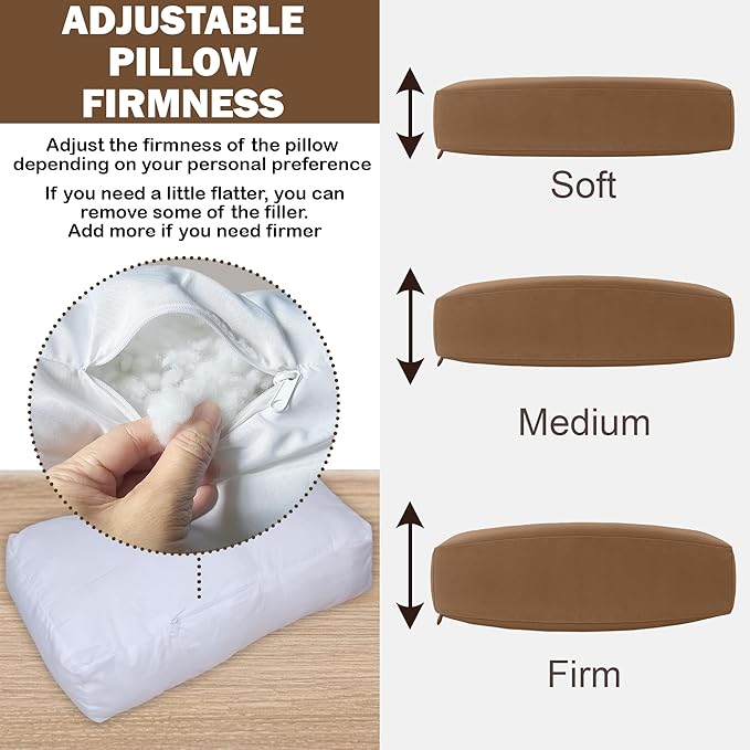 sokoro Recliner Headrest Pillow, Versatile Neck Support Cushion with Velvet Cover for Adults, Ideal Accessory for Chair, Couch, Office, Bed, Lumbar Pain Relief, Travel, Lounging, Brown