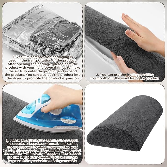 Wesiti Recliner Foot Pillow Cushion High Resilience Sherpa Memory Foam Bolster Sleeping Rest Multipurpose Half Roll Leg Pillow Suitable for Bed Chair Sofa Headrest Back Lumbar Leg Support(Dark Gray)