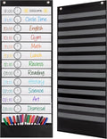 Essex Wares - 13 Pocket Daily Schedule Pocket Chart, Ultra-Durable Visual Schedule for Kids - Easy to Use, Reusable Daily Schedule for Kids - Reversible Chart for Sentence Strips