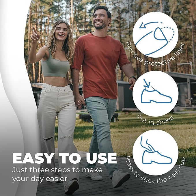 Gel Heel Pads - 2 Pcs Cups for Plantar Fasciitis Bone Spurs Pain Relief Protectors of Sore or Bruised Feet, Support Comfort Cushion Insoles for Women/Men