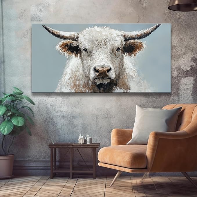 Suconvng Highland Cow Wall Art For Living Room Animal Canvas Art Wall Decor Print Rustic Farmhouse Cow Picture Cattle Painting Prints Artwork Picture For Bedroom Home Wall Decor 24x48 Inch