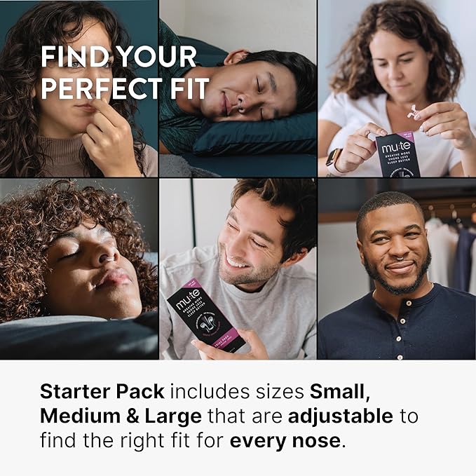 Rhinomed Mute Nasal Dilator Snoring Solution | Starter Pack | Snore Less & Sleep Better | Nasal Strip Alternative | Comfortable Breathing Aids for Better Sleep & Improved Airflow
