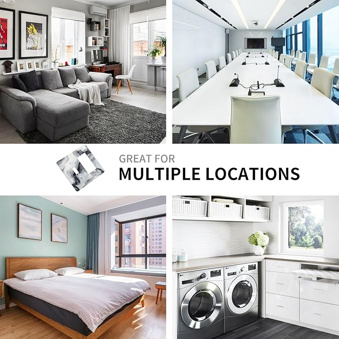 Abstract Marble Ink Texture Grey Marble Print Outlet Covers 1 Toggle 1 Rocker Combination Decorative Wall Plate Electrical Switch Plates Light Switch Cover Plate for Bathroom Kitchen Decor