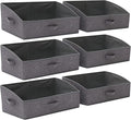 6 Pack Trapezoid Large Foldable Closet Storage Bins with Handle, Fabric Storage Organizer Cube Colth Containers Linen Box Shelf Baskets for Clothes Clothing Shelves Wardrobe