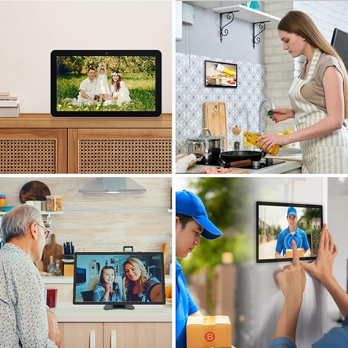 15.6 to 27 inch Touchscreen Digital Calendar & Wall Planners, Smart Whiteboard Calendar for Chore Chart & Work Schedule, Built in Speakers and Camera, Include Wall Mount & Desk Stand (18.5-inch)
