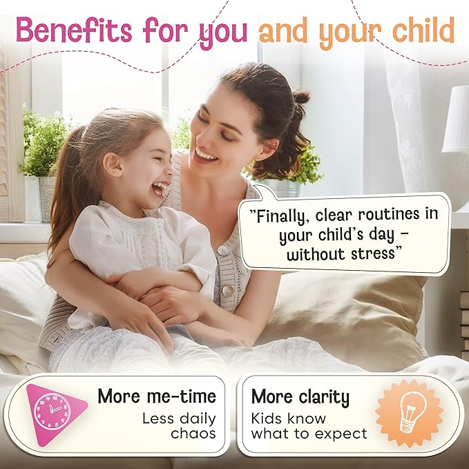 Visual Schedule for Kids - 2-in-1 Weekly + Daily Schedule - Magnetic Schedule with 194 Magnets and Magnetic Backing - Chore Chart Kids - Routine Chart for Toddlers, Autism, ADHD - Pink