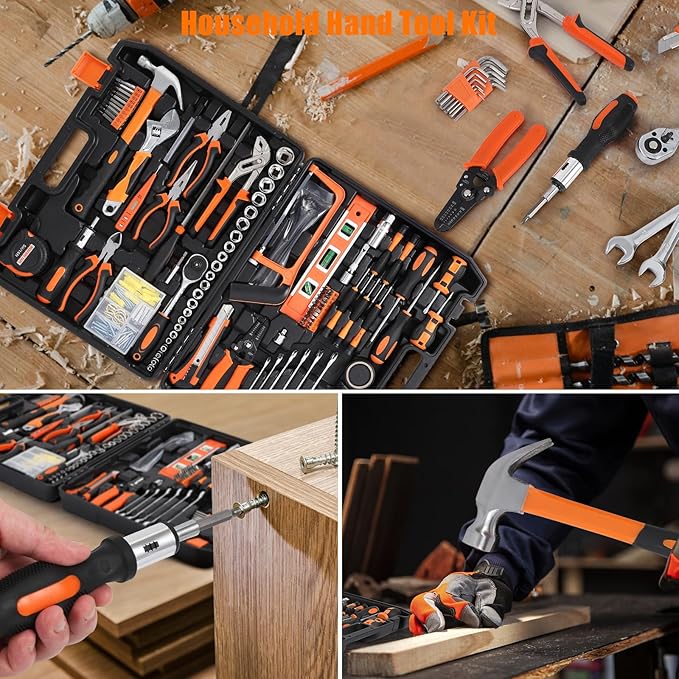 236 Piece Tool Set, Socket Wrench General Home/Auto Repair Tool Kit, Combination Package Mixed Tool Set Hand Tool Kit with Plastic Toolbox Storage Case