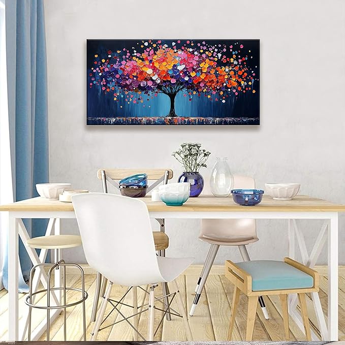 Suconvng Canvas Art Wall Decor Modern Minimalist Gallery Painting Abstract Tree Paintings Colorful Tree Of Life Wall Art Prints Floral Wall Art Pictures For Bedroom Kitchen Office Artwork 20" × 40"