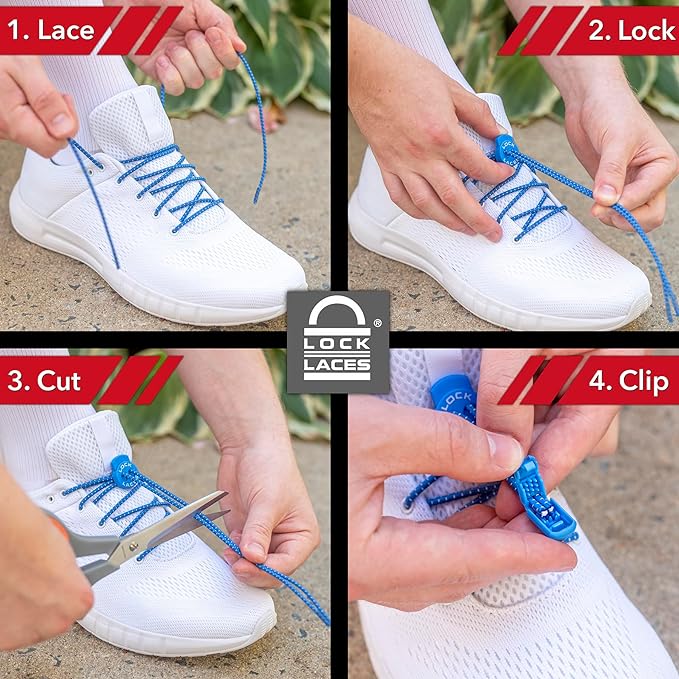 Lock Laces - Elastic No Tie Shoelaces 1 Size Fits All for Kids Adults Tieless Shoe Laces Tennis Shoes Sneakers