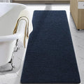 LOCHAS Luxury Bathroom Rug Shaggy Bath Mat 24 x 60 Inch, Washable Non Slip Bath Rugs for Bathroom Shower, Soft Plush Chenille Absorbent Carpets Mats, Navy