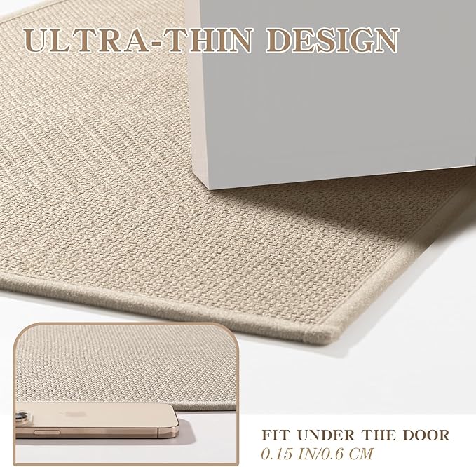 chakme Bathroom Rugs Mat 47x25, Ultra Thin Non Slip Bath Mat Large Quick Dry Absorbent Bath Mat for Bathroom Floor, (Light Beige, 47"x25")