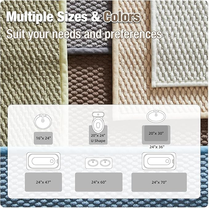 Bathroom Rugs Non Slip Washable, Super Absorbent Thin Bath Mat Small Quick Dry Low Pile Bathroom Rug, Brown 20"x30"
