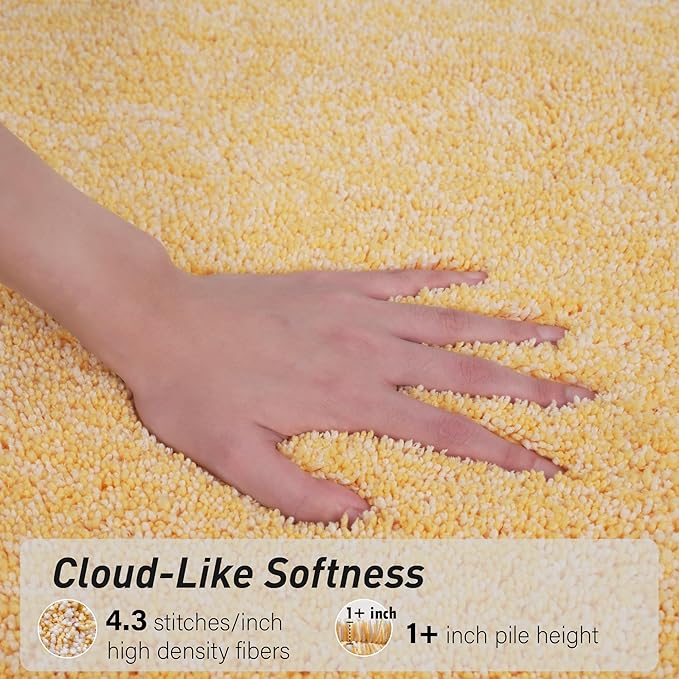 Luxury Quick Dry Non-Slip Bathroom Rugs【20'' x 30'' Chick Yellow】 Highly Absorbent Washable and Ultra Soft, Extra Thick Fluffy Bath Mats for Shower/Kitchen/Bathtub Floor