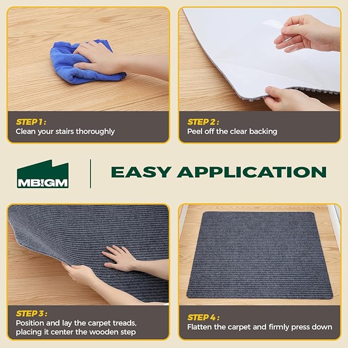 MBIGM Non-Slip Carpet Stair Tread Mat 30" x 30" Landing Rug-Matching Mat Non-Skid Safety Rug Slip Resistant - Gray