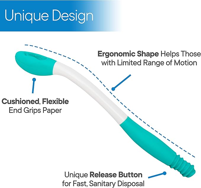 RMS Long Reach Comfort Wipe - Self Assist Toilet Aid, Ideal Daily Living Bathroom Aid for Limited Mobility