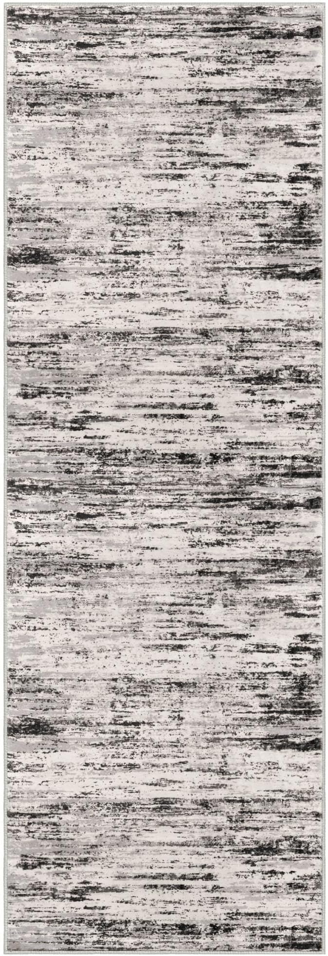 Modern Abstract Runner Rug 2x6, White Black Grey Taupe Washable Kitchen Runner Non-Slip Soft Hallway Rug Runner Thin Print Faux Wool Carpet for Entryway Bedroom Laundry Room Indoor Home Decor