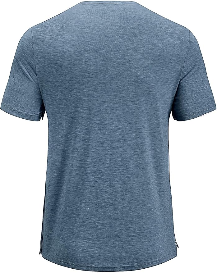 Poriff Men's Post Shoulder Surgery Recovery Shirts Full Tear Away Short Sleeve Snap Chemo Port Access Shirt