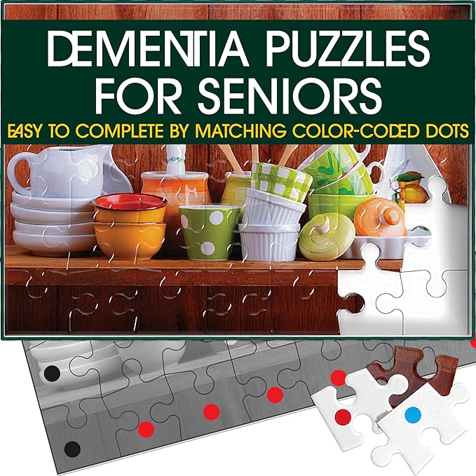 Keeping Busy 35 Piece Kitchen Dementia Puzzles for Seniors | Color Coded with Templates Easy Puzzles for Dementia Patients Gifts for Elderly Women in Nursing Home & Men Gift for Nursing Home Residents